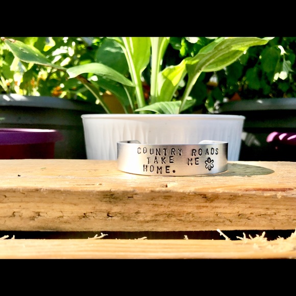 Hand stamped adjustable metal cuff bracelet